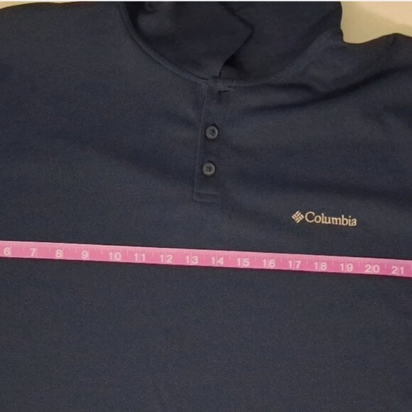 Columbia Mens Polo Shirt 2XL Navy Blue Omni Shade Sun Protection Outdoor Golf - Picture 7 of 8